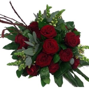 Rouwbloemstuk modern rood